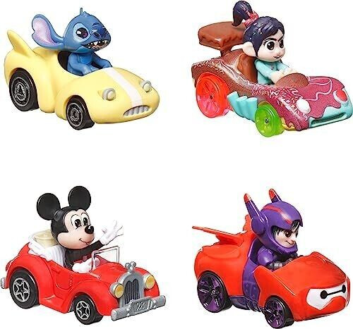Hot Wheels RacerVerse Disney Mickey Mouse, Vanellope, Hiro and Stitch