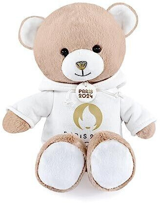 Doudou et Compagnie Ours en peluche marron avec sweat blanc Jeux Olympiques 2024