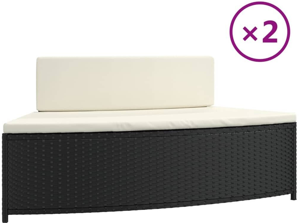 vidaXL 2 bancs de spa avec coussins noir (362262)