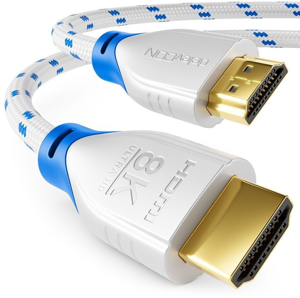 DeleyCON 8K HDMI 2.1 Kabel 1,5m – 48 Gbps, 8K@60Hz, 4K@120Hz, 2K@144Hz – Mit Nylonmantel, Alusteckern, Vergoldeten Kontakten – Unterstützt EARC, HDR, Dolby Atmos – Für PS5, Xbox, Soundbar