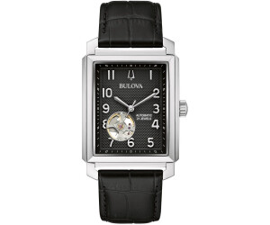 Bulova mens watch black leather strap shop