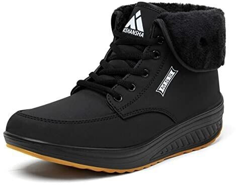 Mishansha Winter shoes lined waterproof wedge heels warm with platform black