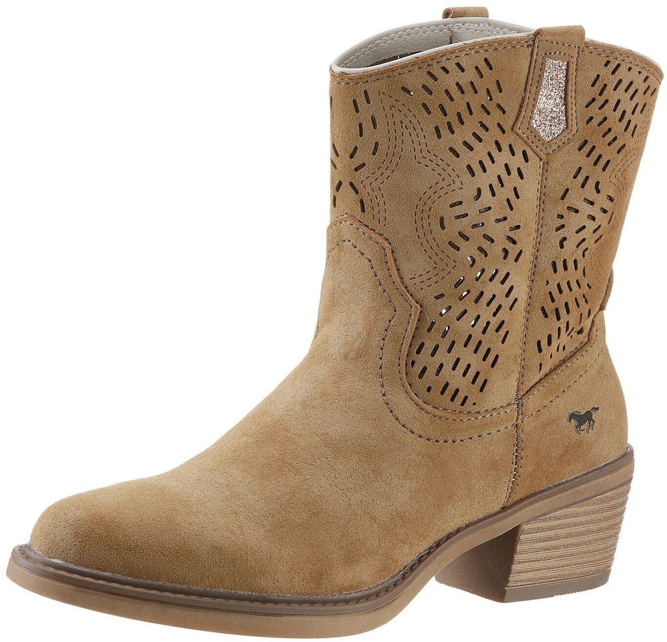 MUSTANG Western-style with intricate shaft perforation brown