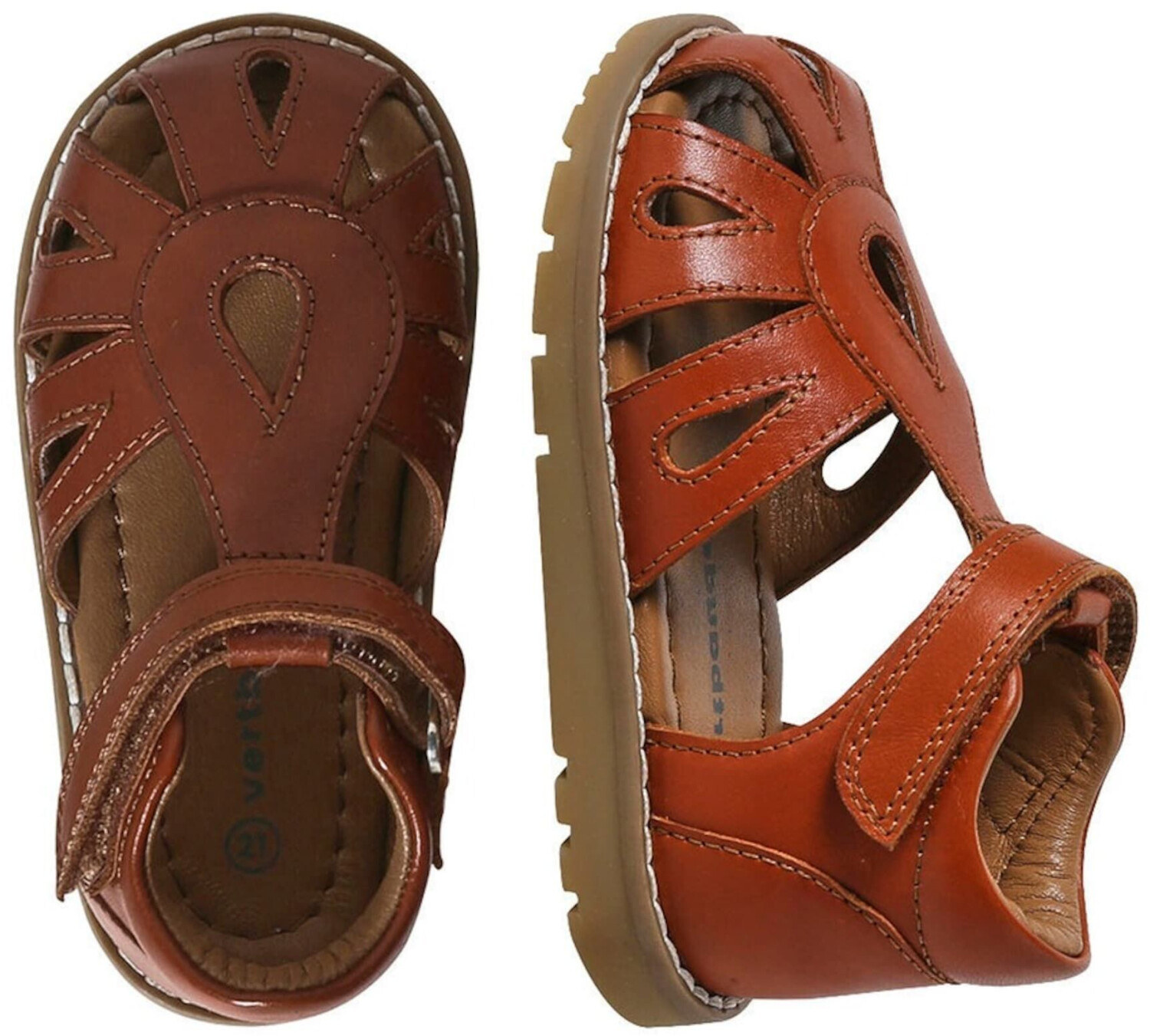 Vertbaudet Baby sandals with velcro closure mahogany