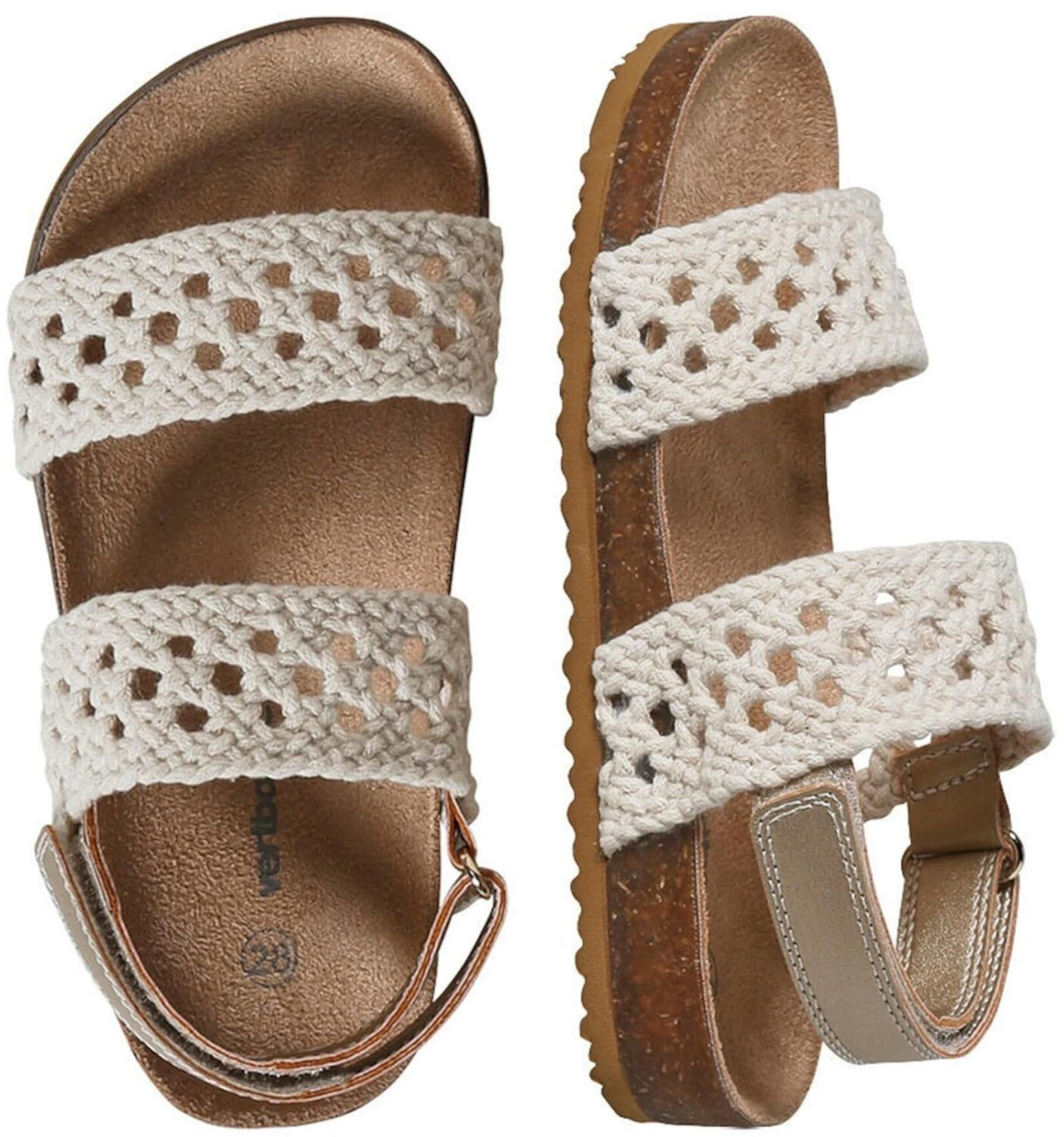 Vertbaudet Hook-and-loop sandals crochet look beige