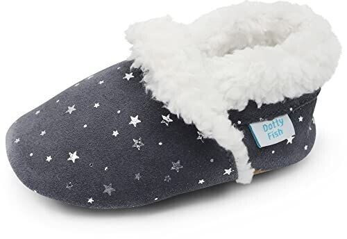 Dotty Fish Slippers for babies and toddlers Silver Stars