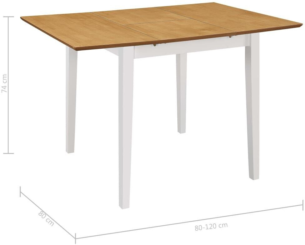 vidaXL Extendable dining table white (80-120)x80x74 cm MDF