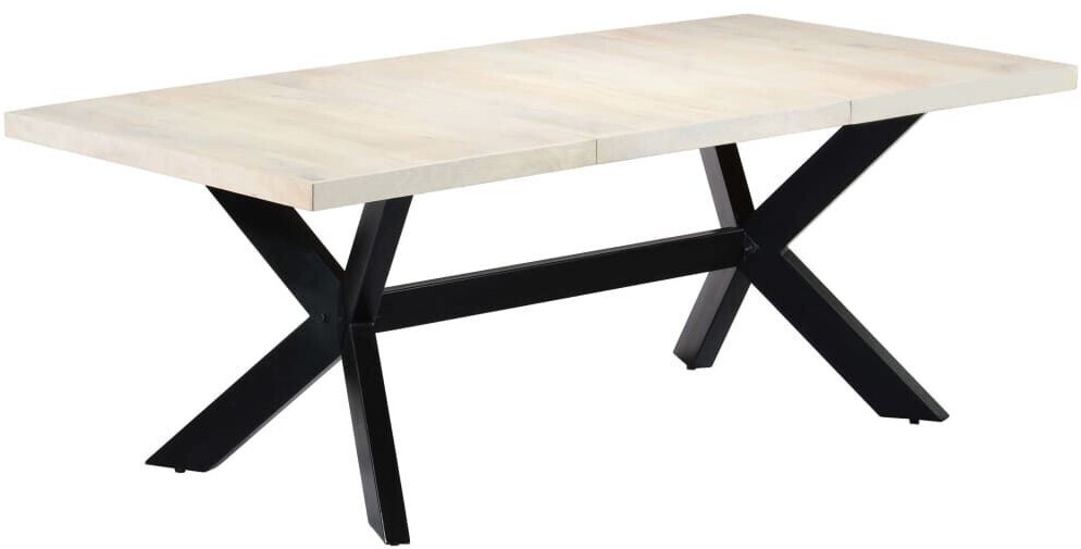 Photos - Dining Table VidaXL  white 200x100x75 cm solid mango wood 