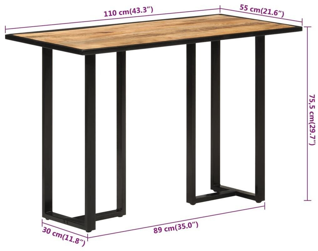 vidaXL Dining table 110x55x75.5 cm solid mango wood
