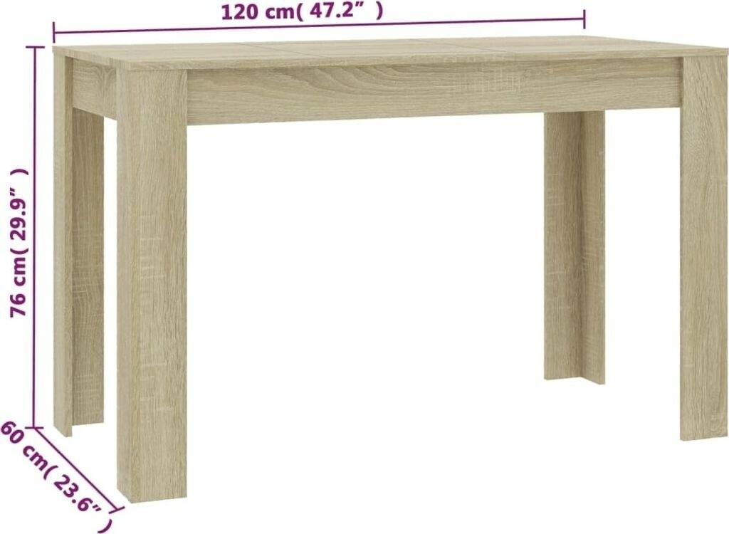 vidaXL Dining table Sonoma oak 120x60x76 cm wood material