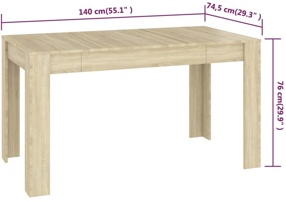 Photos - Dining Table VidaXL  Sonoma oak 140x74.5x76 cm wood material 