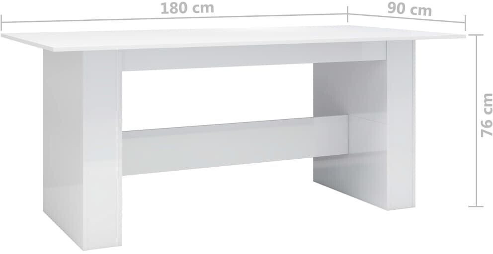 Photos - Dining Table VidaXL  high-gloss white 180x90x76 cm made of wood 