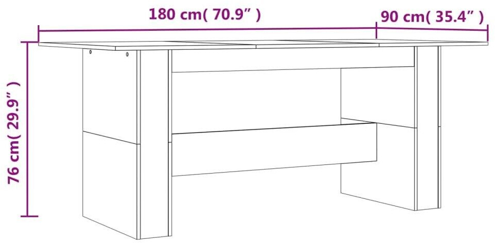 vidaXL Dining table smoked oak 180x90x76 cm wood material