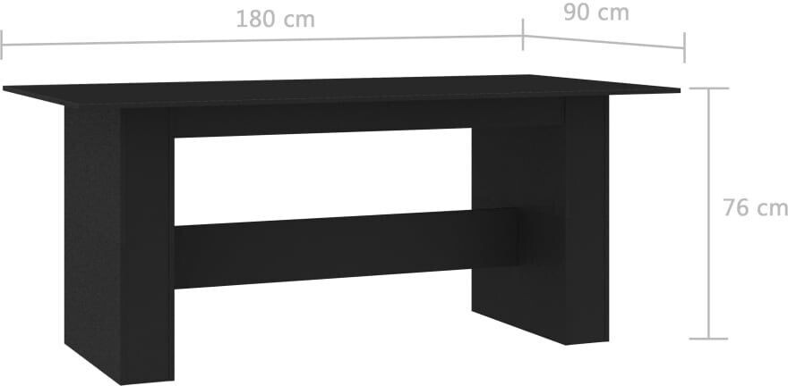 vidaXL Black dining table 180x90x76 cm made of wood