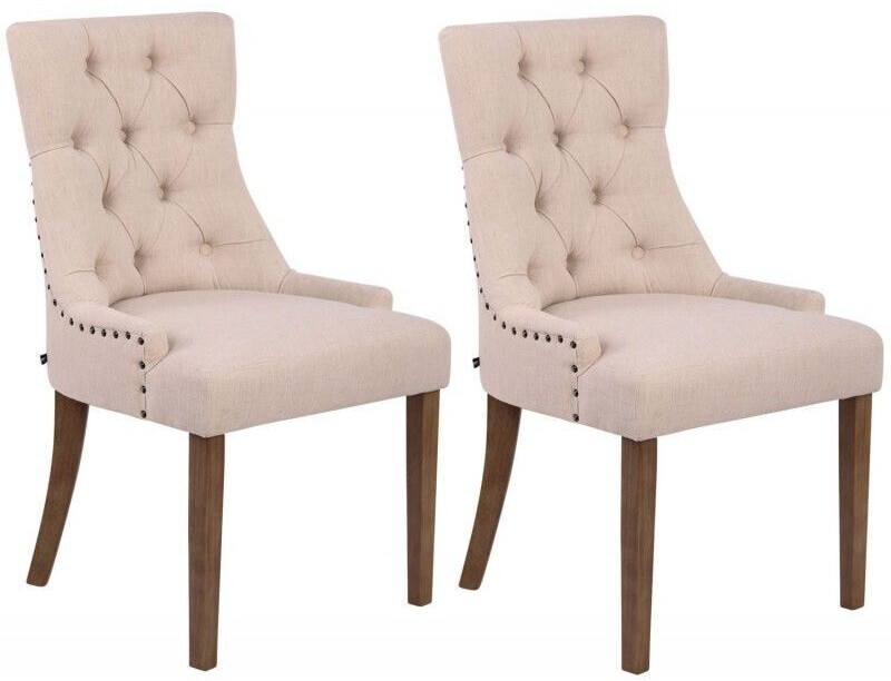 CLP Set of 2 dining chairs Aberdeen fabric antique-light - cream