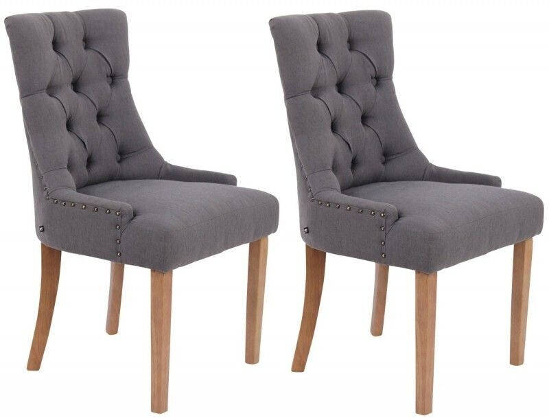 CLP Set of 2 dining chairs Aberdeen fabric antique light - dark gray