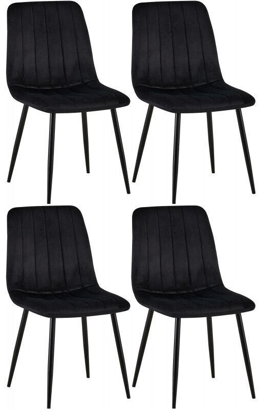CLP Set of 4 chairs Dijon velvet - black