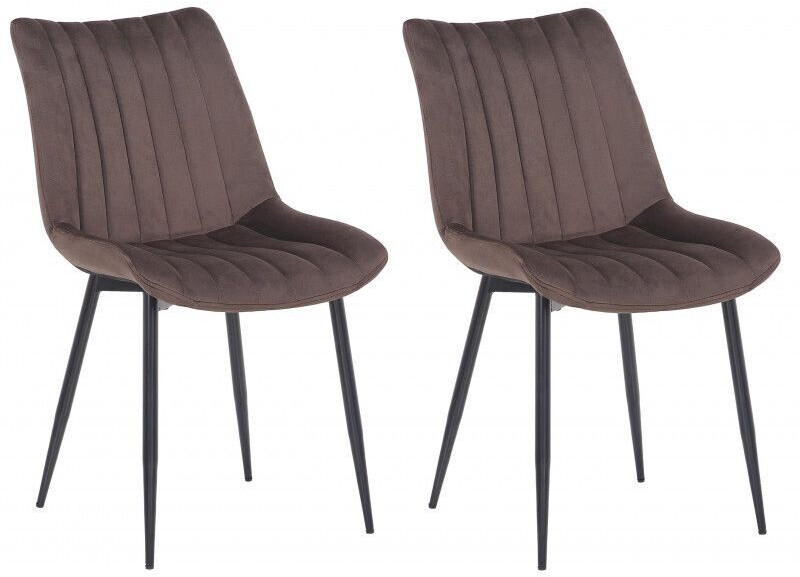 CLP Set of 2 chairs Rahden velvet - brown