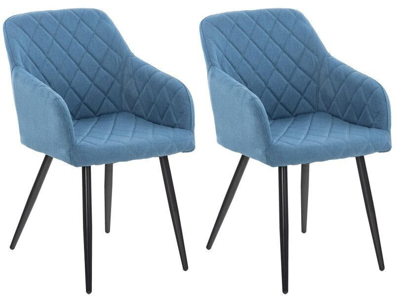 CLP Set of 2 dining room chairs Shila fabric - blue