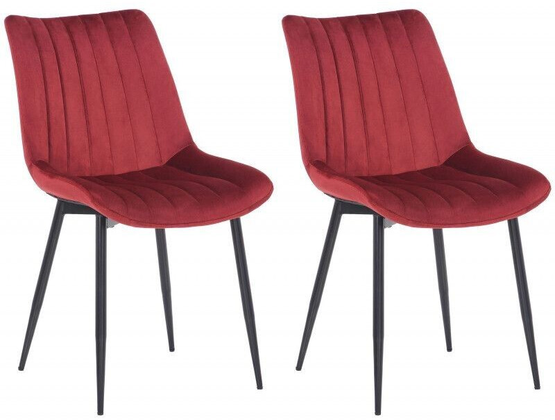 CLP Set of 2 chairs Rahden velvet - red