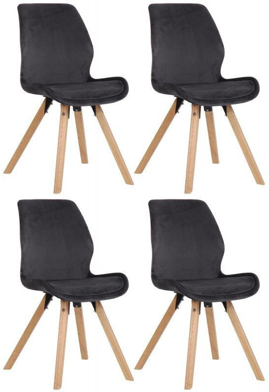 CLP Set of 4 chairs Luna velvet - dark gray