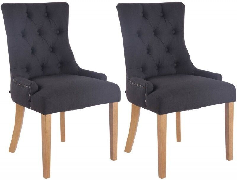CLP Set of 2 dining chairs Aberdeen fabric antique-light - black