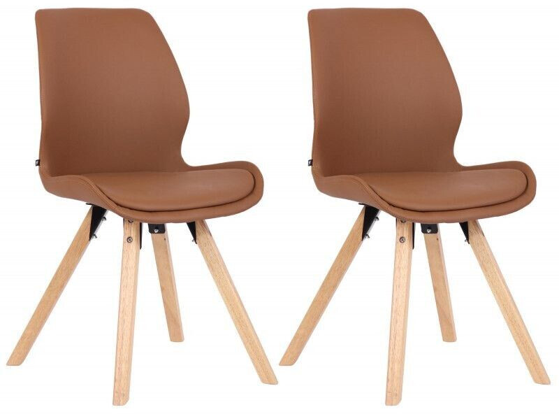 CLP Set of 2 chairs Luna faux leather - light brown