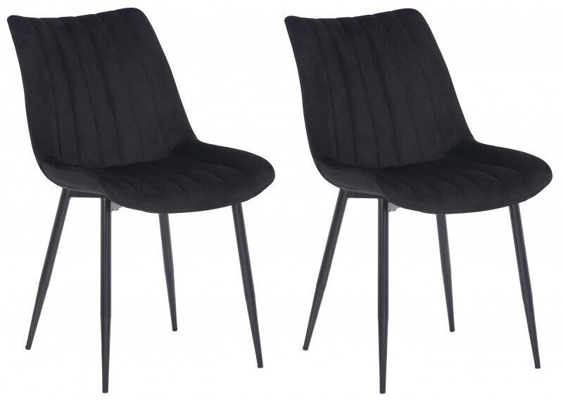 CLP Set of 2 chairs Rahden velvet - black