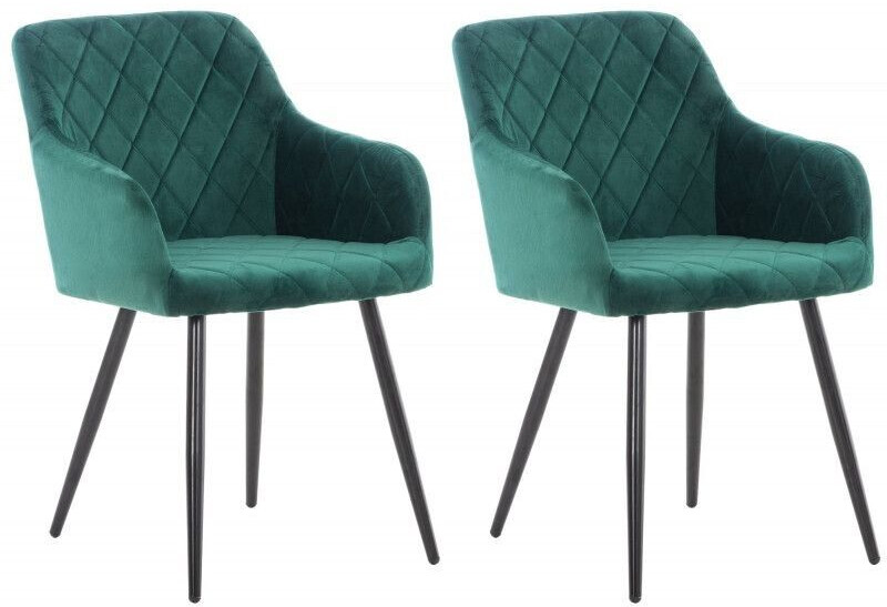 CLP Set of 2 dining room chairs Shila velvet - green