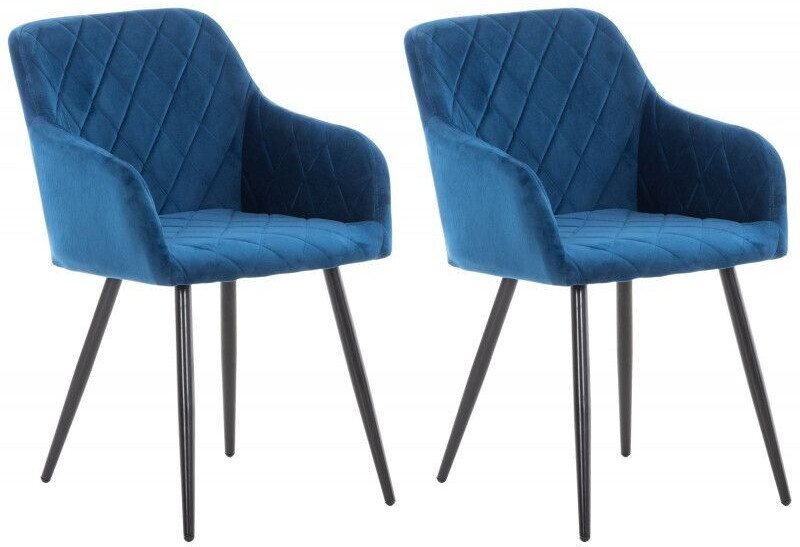 CLP Set of 2 dining room chairs Shila velvet - blue