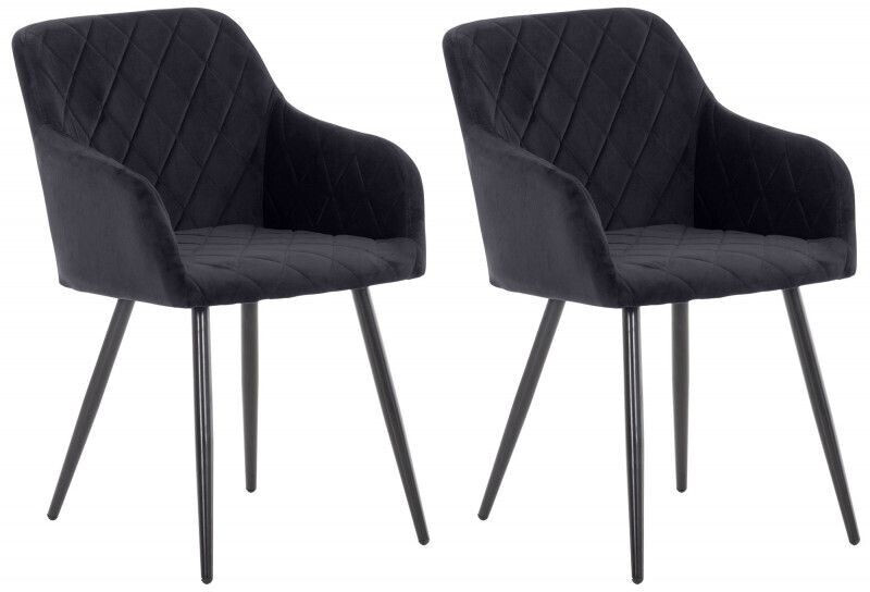 CLP Set of 2 dining room chairs Shila velvet - black