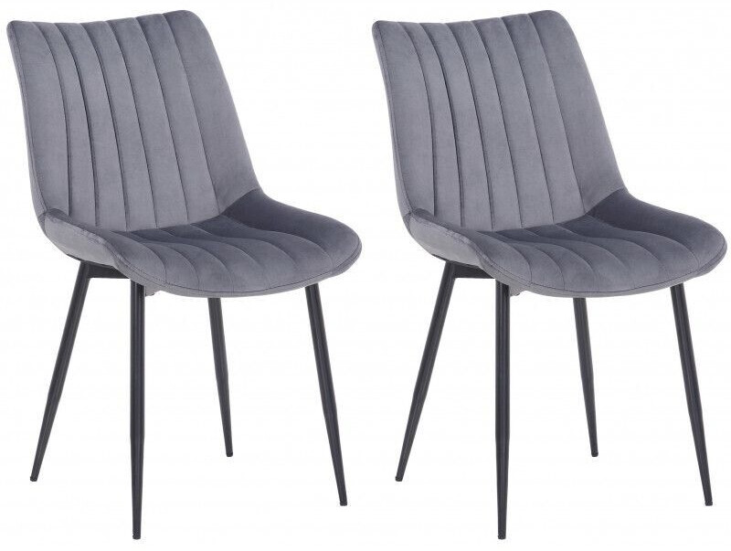 CLP Set of 2 chairs Rahden velvet - gray