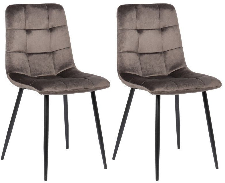 CLP Set of 2 dining room chairs Tilde velvet - gray