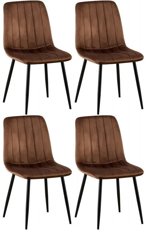 CLP Set of 4 chairs Dijon velvet - brown
