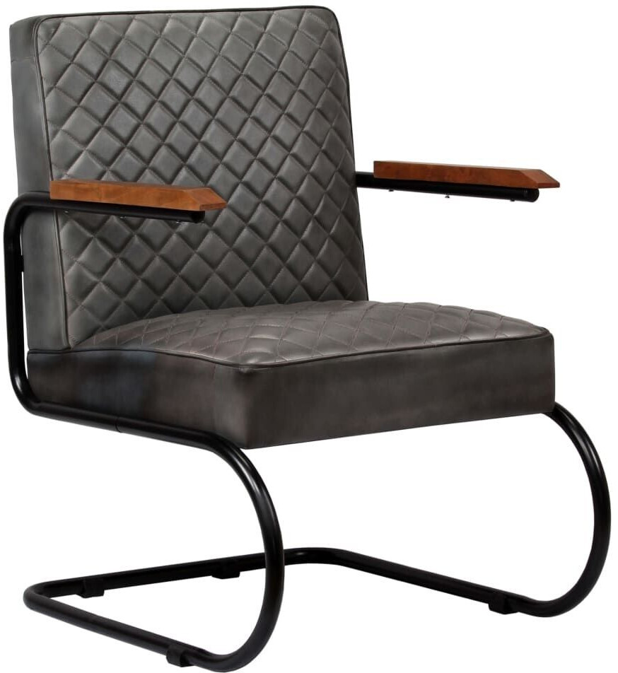 vidaXL Armchair real leather gray