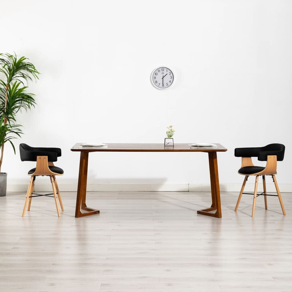 vidaXL Dining room chairs 2 pcs. Black faux leather and bentwood