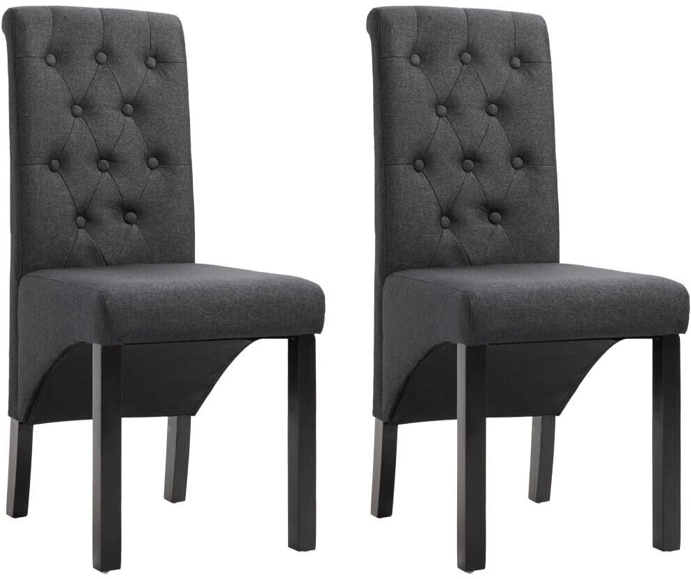 vidaXL Dining room chairs 2 pieces dark gray fabric