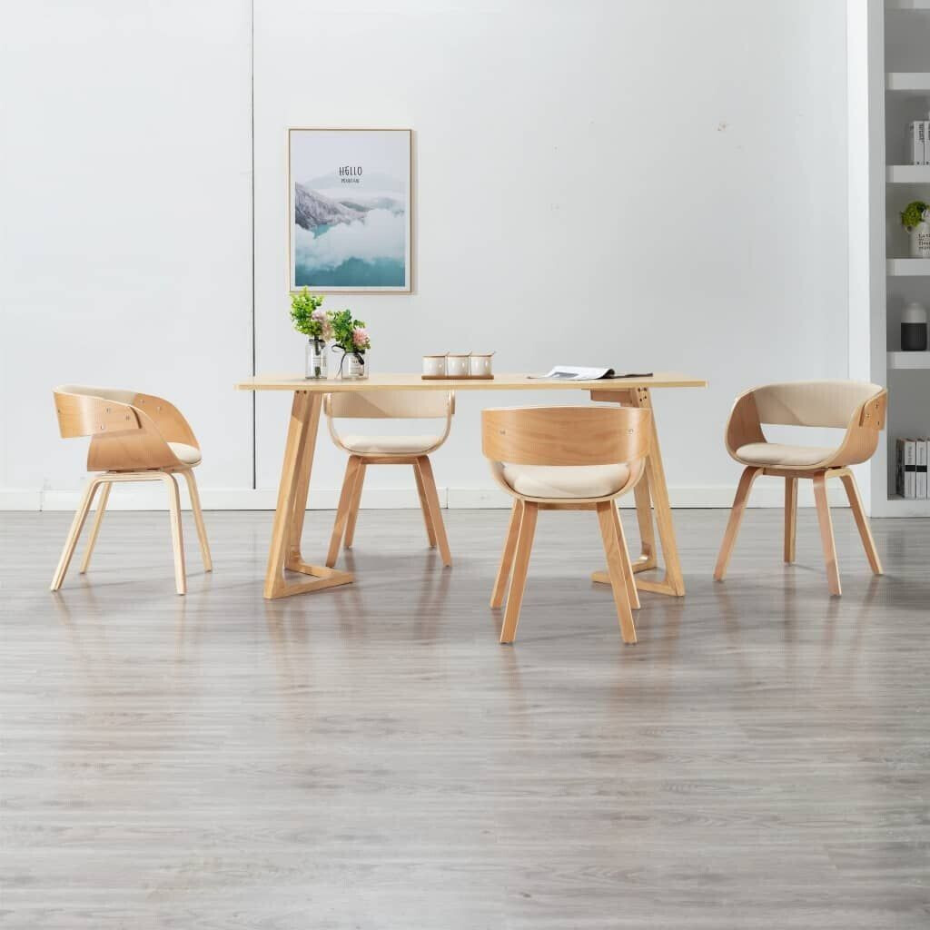 vidaXL Dining room chairs 4 pcs. Cream bentwood and faux leather
