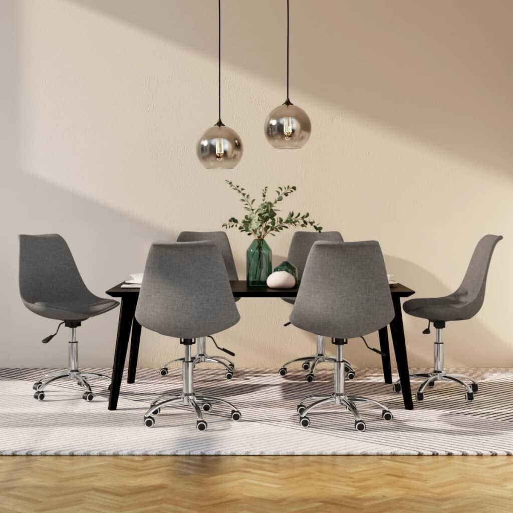 vidaXL Dining room chairs 6 pcs. Swivel light gray fabric