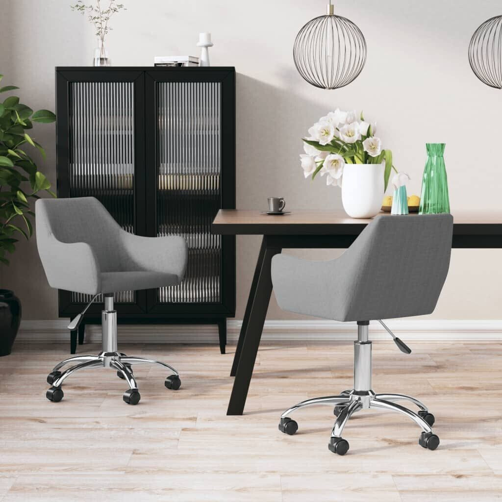 vidaXL Dining room chairs 2 pcs. Swivel light gray fabric