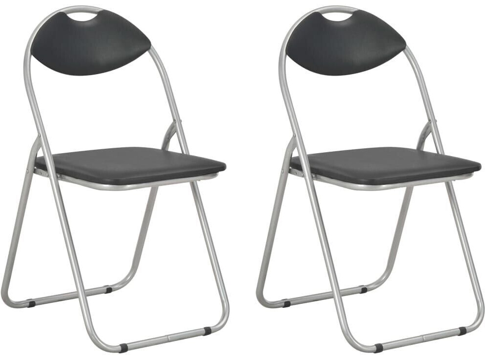 vidaXL Folding dining chairs 2 pcs. Black faux leather
