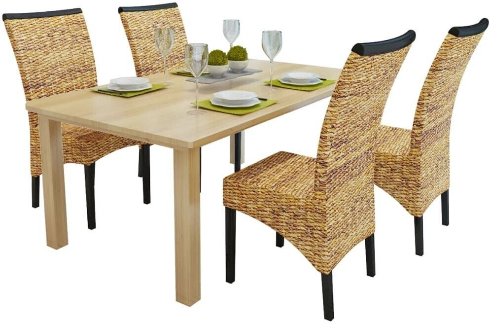 Photos - Dining Table VidaXL Dining room chairs 4 pcs. Abaca and mango solid wood 