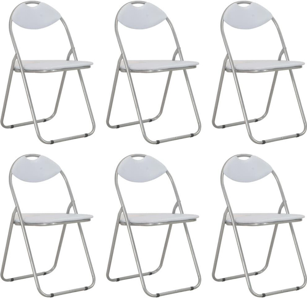 vidaXL Folding dining chairs 6 pcs. White faux leather