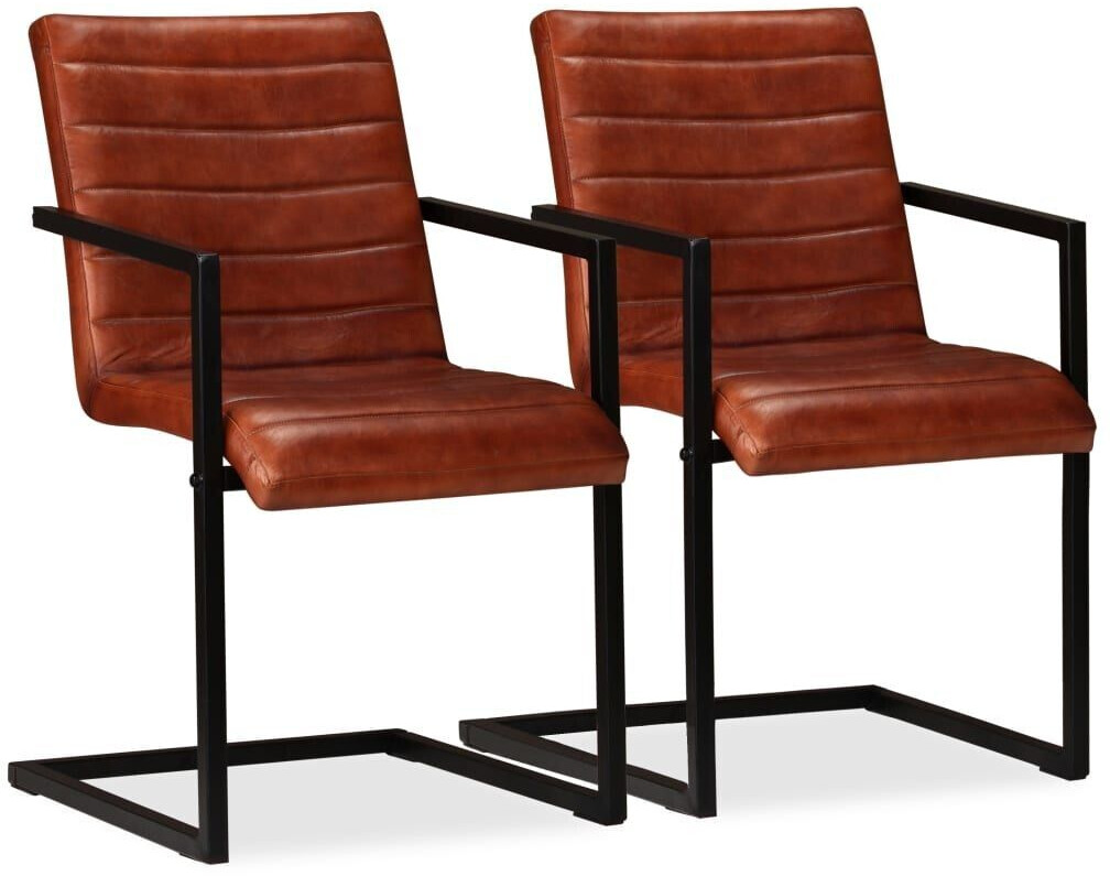 vidaXL Dining room chairs 2 pcs. Brown genuine leather