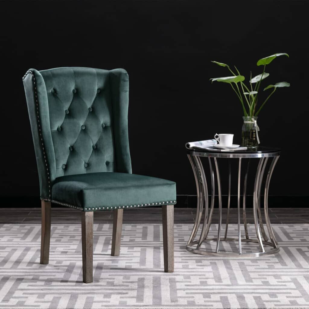 vidaXL Dining room chair dark green velvet