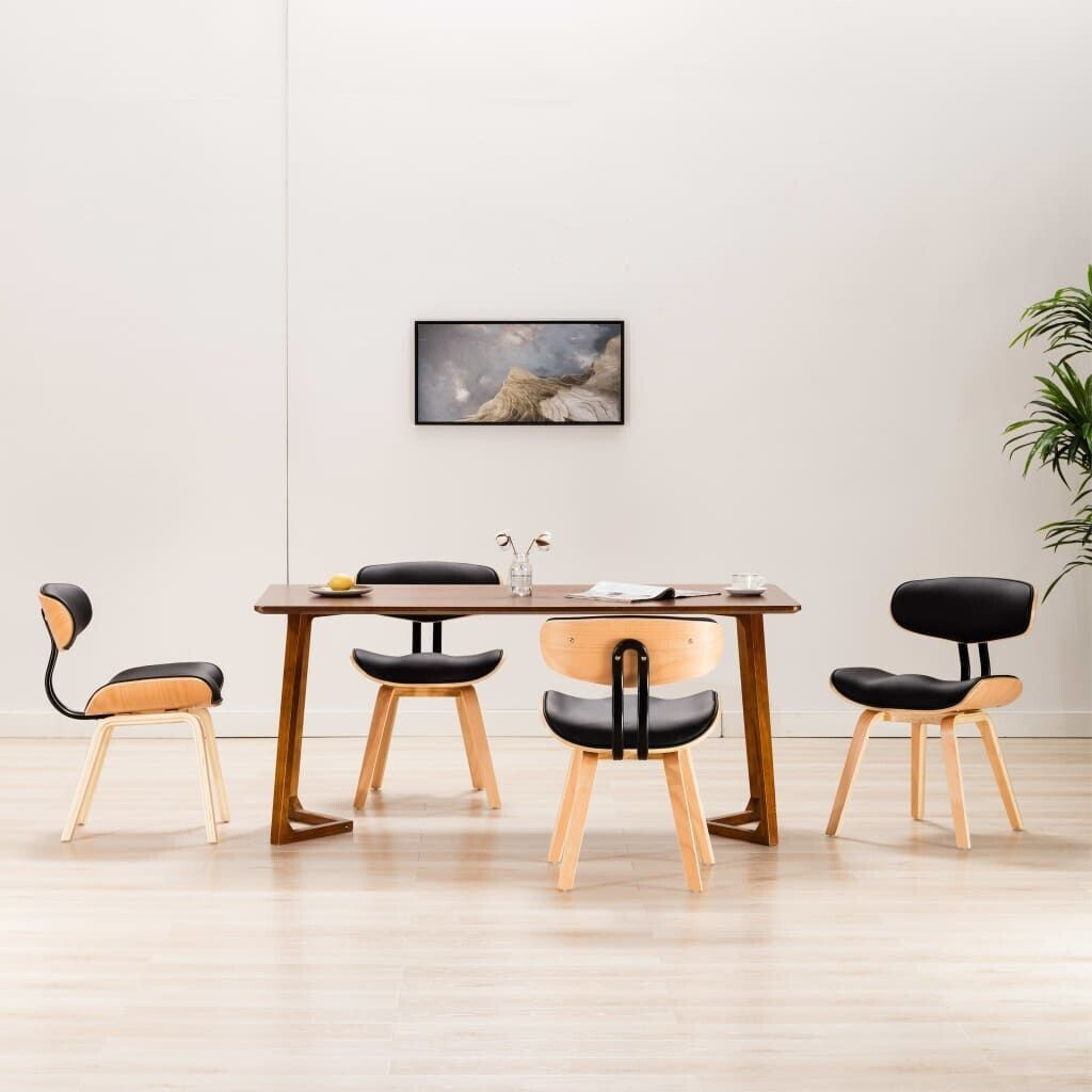 vidaXL Dining room chairs 4 pcs. Black bentwood and faux leather
