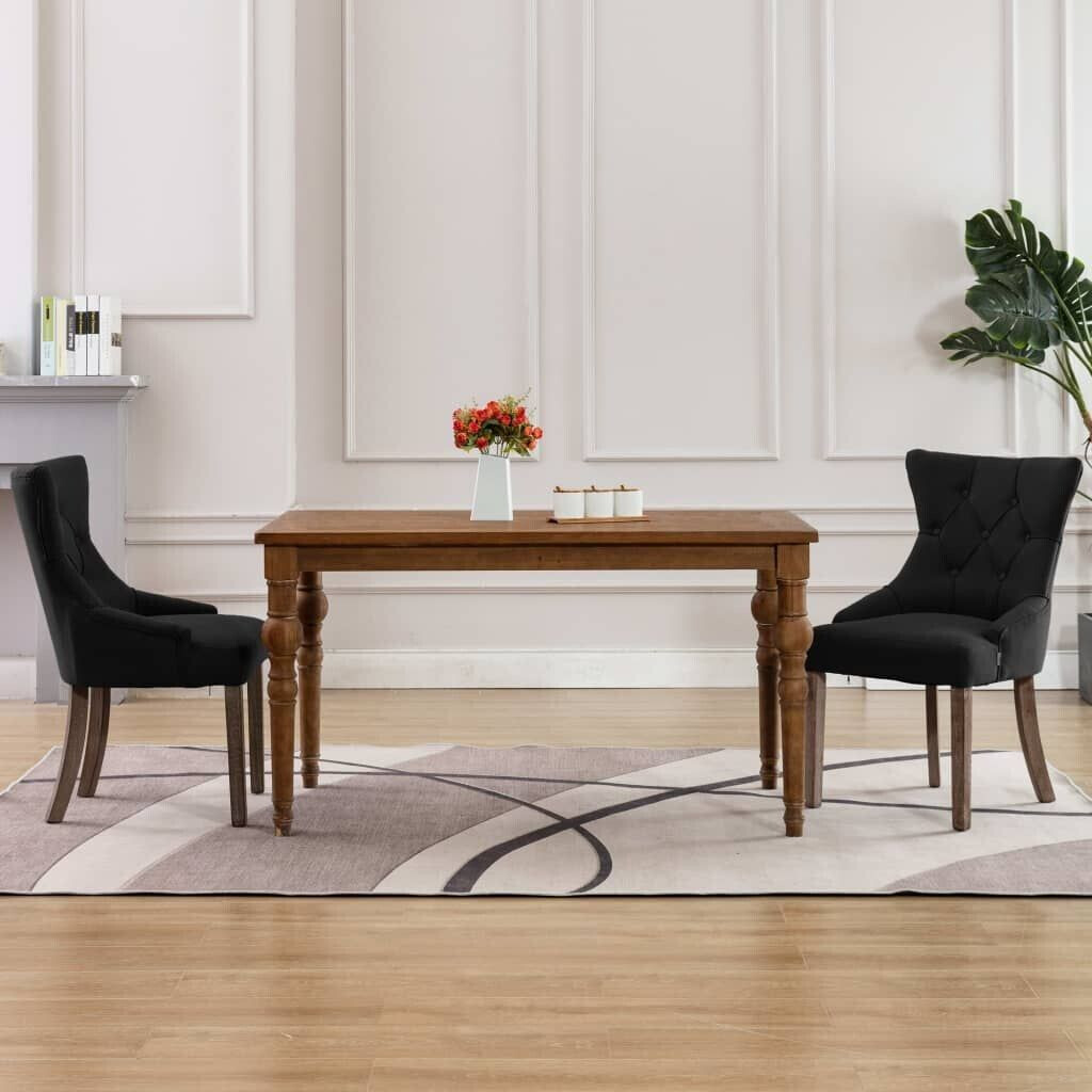 vidaXL Dining room chairs 2 pcs. Black fabric