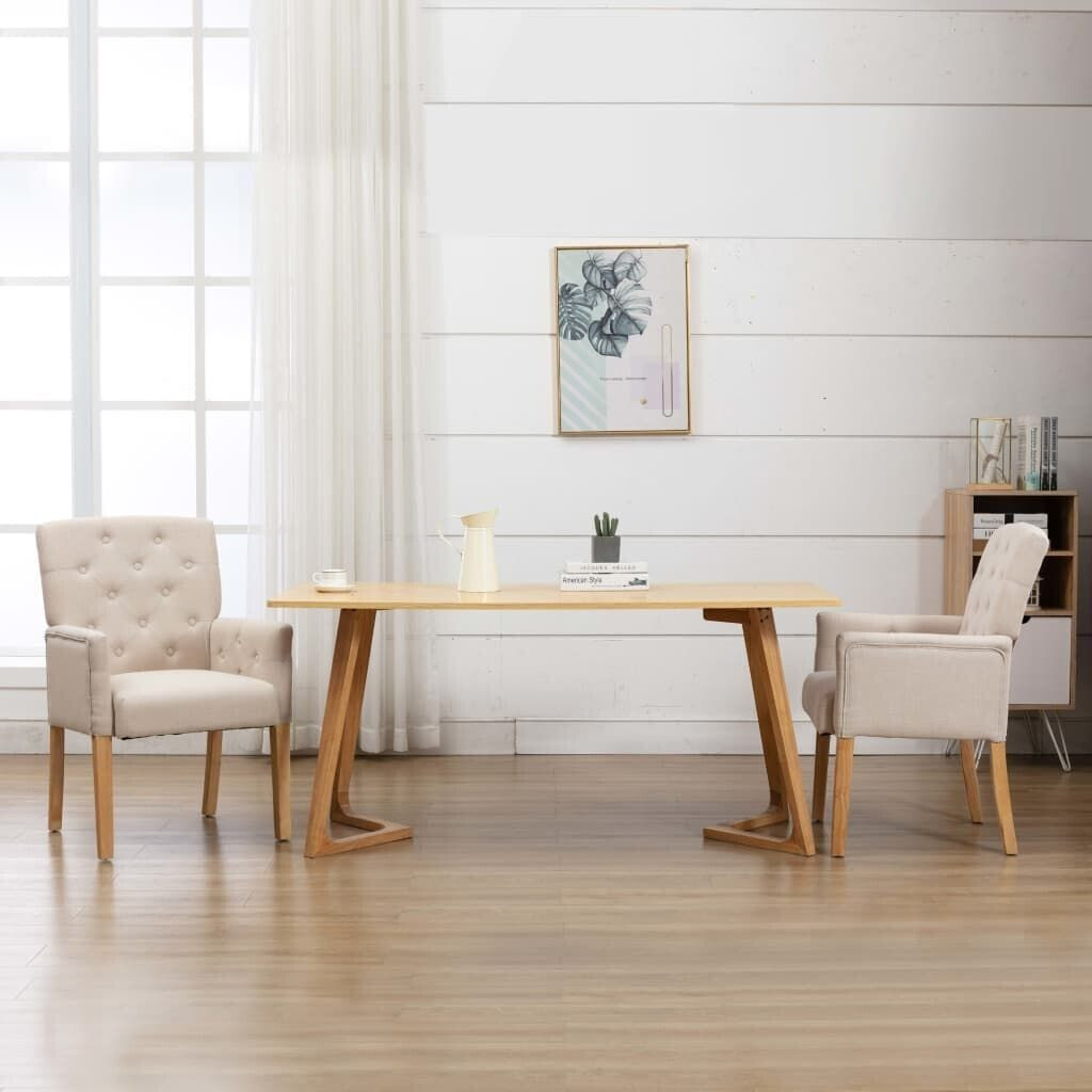 vidaXL Dining room chair with armrests beige fabric