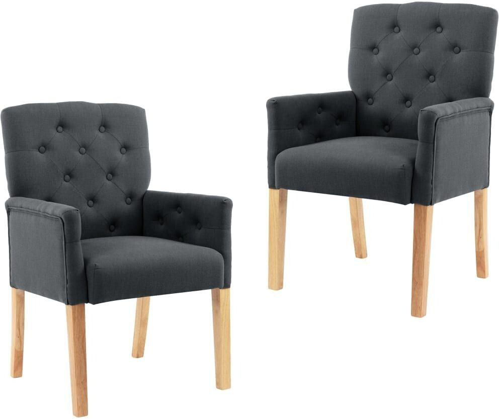 vidaXL Dining room chairs with armrests 2 pcs. Gray fabric