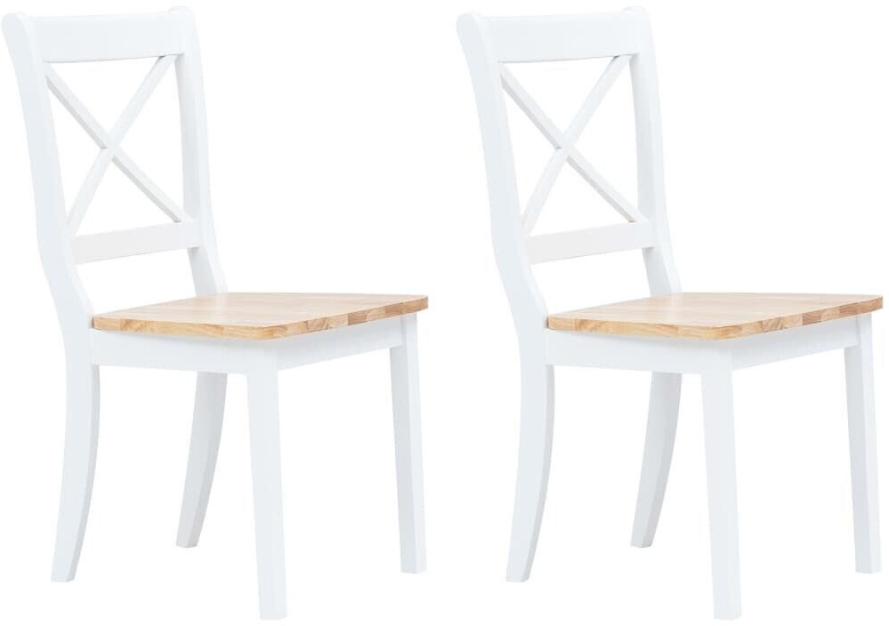 Photos - Dining Table VidaXL Dining Chairs 2 pcs White & Light Wood Rubberwood Solid Wood 